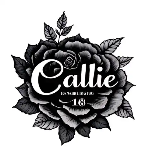 Callie name written with date of birth tattoo design idea