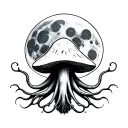 mushroom cthulu in a full moon tattoo design idea