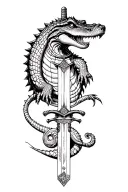 alligator samurai sword tattoo design idea