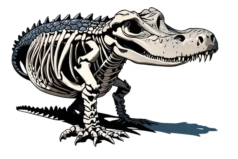 full alligator skeleton with flesh tattoo design idea