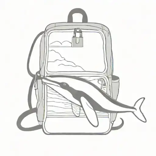 orca whale, travel backpack, hiking trail tattoo design idea