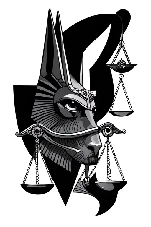 anubis and scales of justice and eye horus and eye of ra tattoo design idea