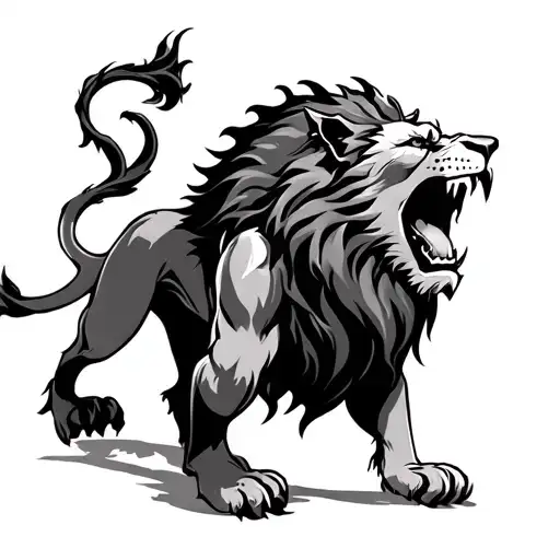 demon lion roaring tattoo design idea