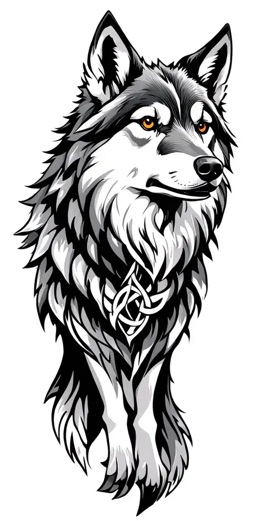 Irish wolf celtic tattoo design idea