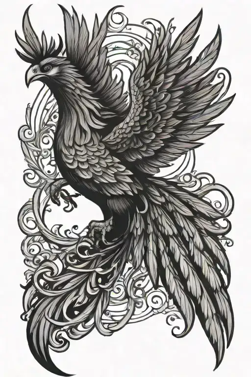 phoenix with outstretched wings tattoo design idea