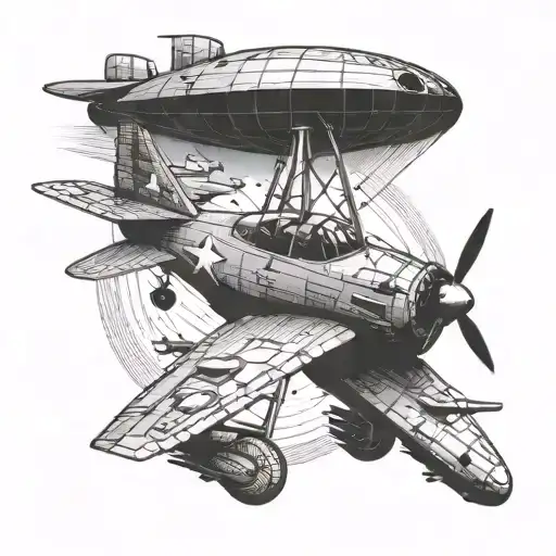 Military aircraft flying tattoo design idea