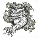 kappa Omini logo, make the people as realistic, and make them samurai wilding katanas tattoo design idea