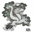 kappa Omini logo, make the people as realistic, and make them samurai wilding katanas tattoo design idea