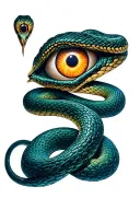 snake evil eye surrounded tattoo design idea