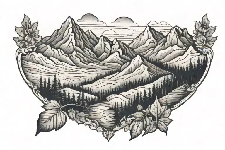 blue ridge mountains tattoo design idea