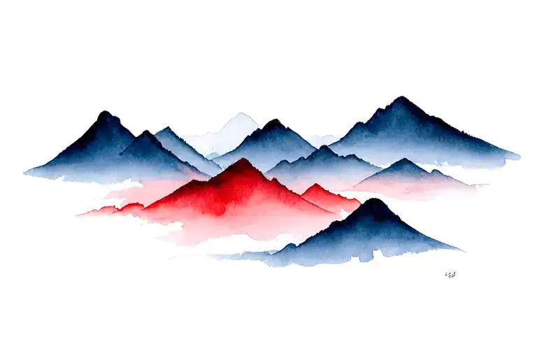 Red String mountains tattoo design idea