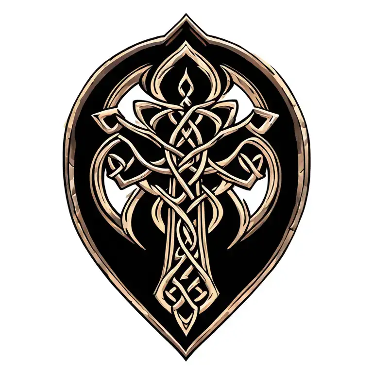 Metallic Celtic cross tattoo design idea