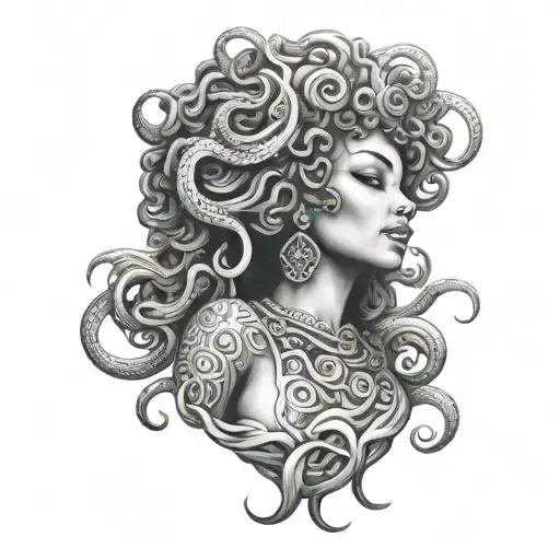 Afro-Latina urban medusa tattoo design idea