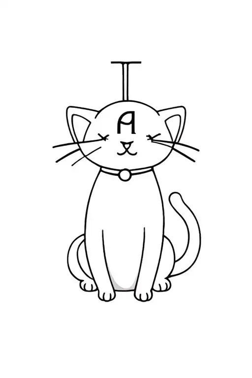 delicate collar-style tattoo, subtle happy collared kitten, triskelion symbol, the letter L on top, collar must have + tattoo design idea