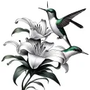Lily And Hummingbird tattoo design idea