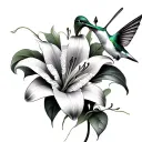 Lily And Hummingbird tattoo design idea