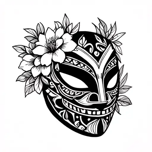 Luchador Mask with flowers tattoo design idea