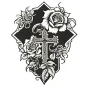 rose cross tattoo design idea