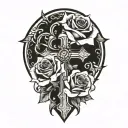rose cross tattoo design idea