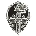 rose cross tattoo design idea