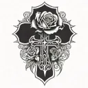 rose cross tattoo design idea