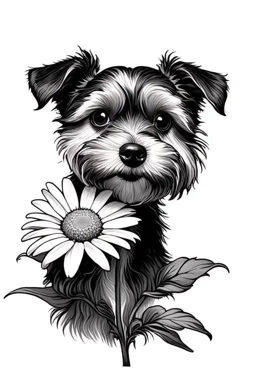simple daisy for remberance of a pet dog tattoo design idea