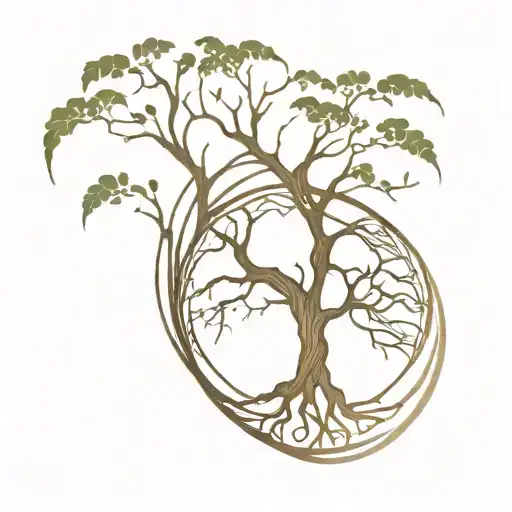 world tree with roots tattoo design idea