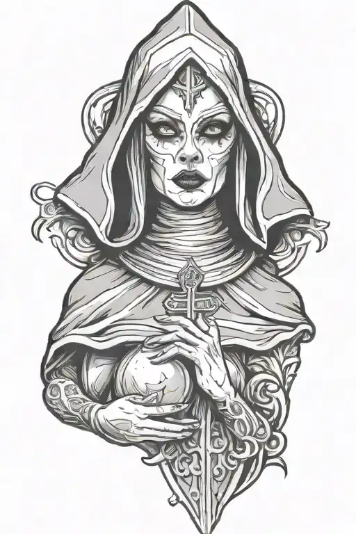 thick sexy evil nun   tattoo design idea