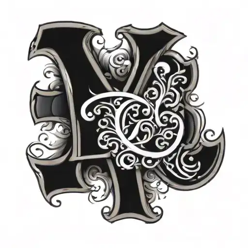 Letter "L" with "C" joined with Libra sign tattoo design idea