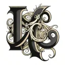 Letter "L" with "C" joined with Libra sign tattoo design idea