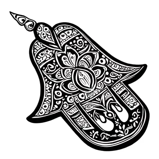 hamsa symbol with Arabic tattoo design idea