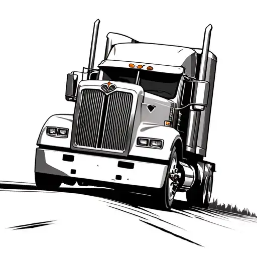 heartbeat line with truck driving tattoo design idea