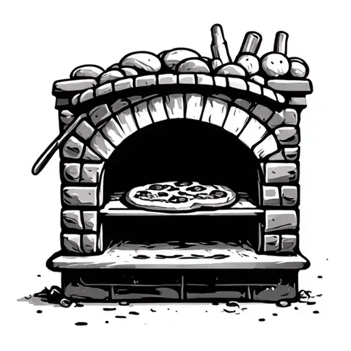 Pizza Baking In A Wood-fired Oven tattoo design idea