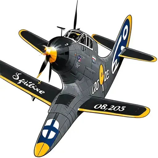 grandpa that passed away, spitfire airplane, birthdate in Roman numerals 08/20/1935 tattoo design idea