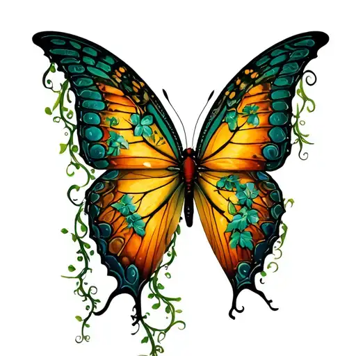butterfly made of vines tattoo design idea