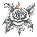 burning rose tattoo design idea