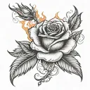 burning rose tattoo design idea
