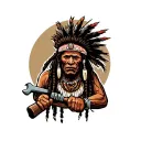 "Indigenous Plumbing " "Indigenous Plumbing " "Indigenous Plumbing " dread lock Native American holding a wrench tattoo design idea