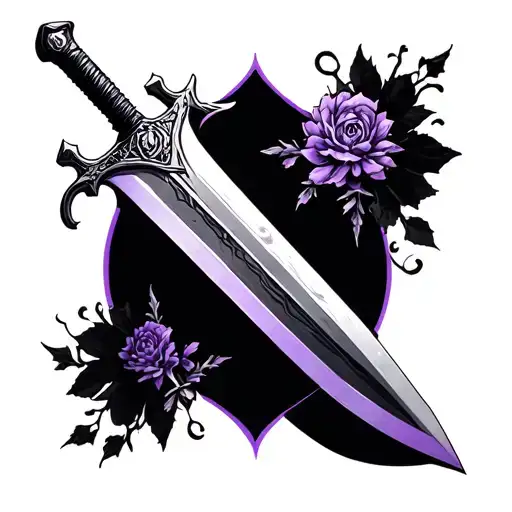 Witcher swords with lilac tattoo design idea