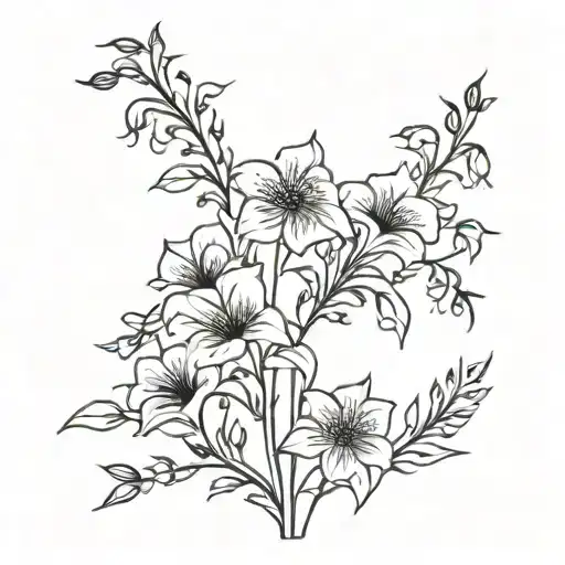 death bell flowers tattoo design idea