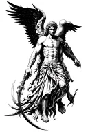 arch angel Michael slaying evil tattoo design idea