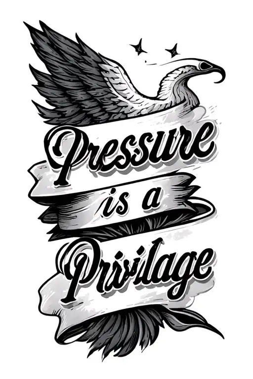 i want text that says pressure is a privilage in a greek style on my forearm tattoo design idea