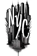 "NYC" New York skyline silhouette tattoo design idea