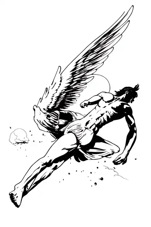Icarus falling from the sky tattoo design idea