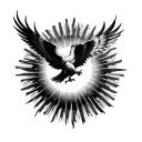 icarus falling from the sun with a phoenix rising from the same sun tattoo design idea