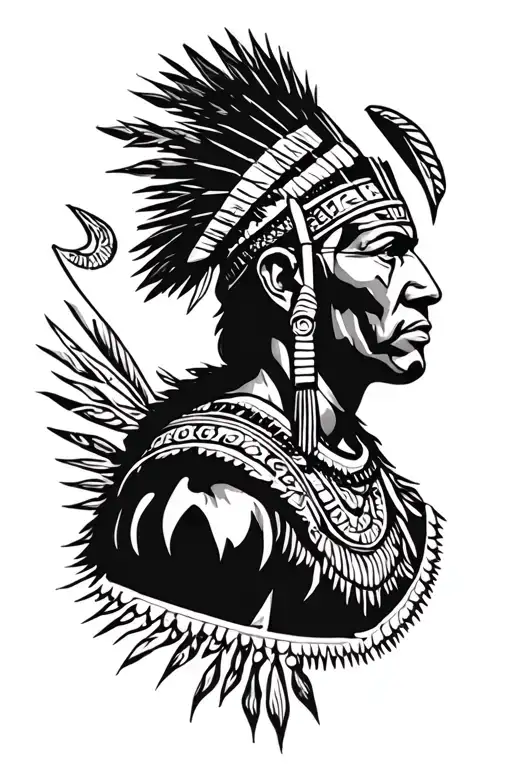Zulu warrior strength courage tattoo design idea