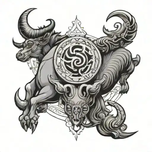 Taurus and scorpio zodiac sign tattoo design idea