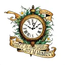 clock and verse time is short live every moment tattoo design idea