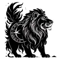 lion compass background black tattoo design idea