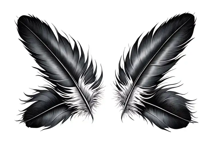2 feathers tattoo design idea